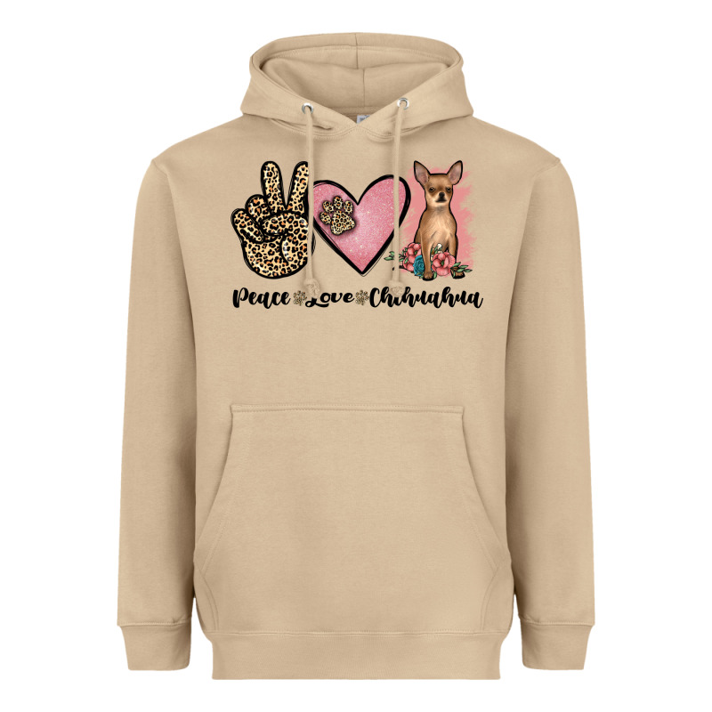 Peace Love Chihuahua Heavyweight Hoodie by JahusDesignShop | Teevron