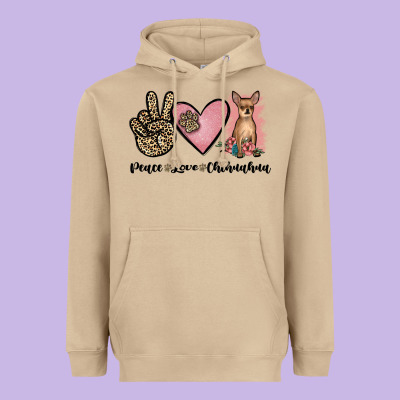 Peace Love Chihuahua Heavyweight Hoodie Designed By Jahusdesignshop