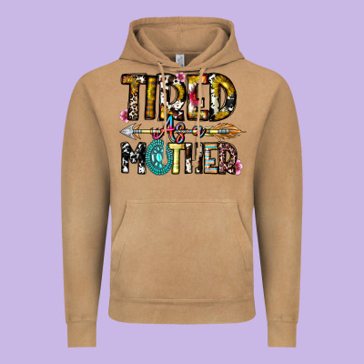 Tired As A Mother Vintage Hoodie Designed By Cowhidedigitalart