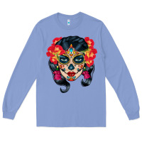 Colony Blue sugar skull Long Sleeve Tee - BundleAndBundleShop