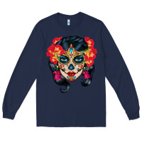 Navy sugar skull Long Sleeve Tee - BundleAndBundleShop