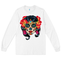 White sugar skull Long Sleeve Tee - BundleAndBundleShop