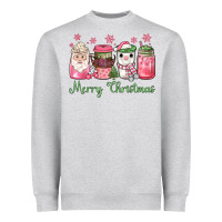 Heather Grey pink  merry christmas coffee Heavyweight Sweatshirt - JahusDesignShop