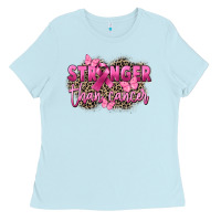 Baby Blue Stronger than Cancer Ladies Tee - FaDigitalArtStudio