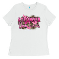 White Stronger than Cancer Ladies Tee - FaDigitalArtStudio
