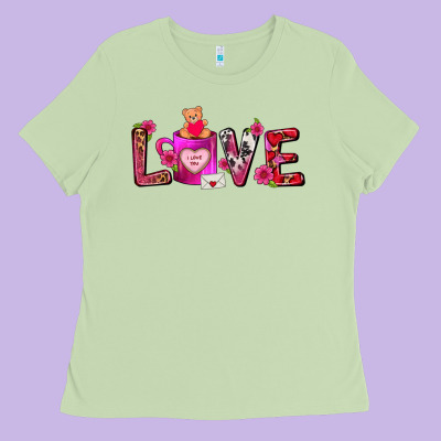 Love Coffee Mug Valentines Day Ladies Tee Designed By Fadigitalartstudio
