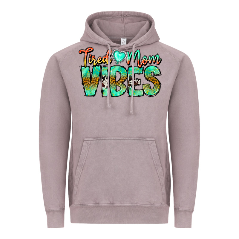 Tired Mom Vibes Vintage Hoodie by CowhideDigitalArt | Teevron