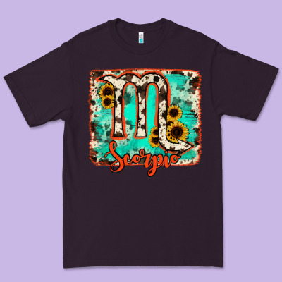 Scorpio Turquoise Cowhide Premium Tee Designed By Ranaportraitstore