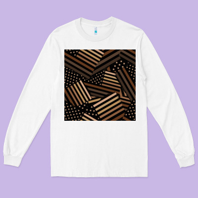 Melanin American Flag Seamless Pattern Long Sleeve Tee Designed By Bundleandbundleshop