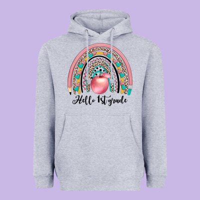 Hello 1 St Grade Heavyweight Hoodie Designed By Jahusdesignshop