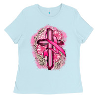 Baby Blue breast cancer cross Ladies Tee - FaDigitalArtStudio