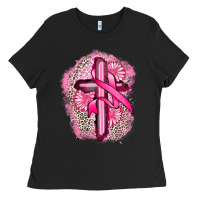Black breast cancer cross Ladies Tee - FaDigitalArtStudio