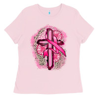 Bubblegum Pink breast cancer cross Ladies Tee - FaDigitalArtStudio
