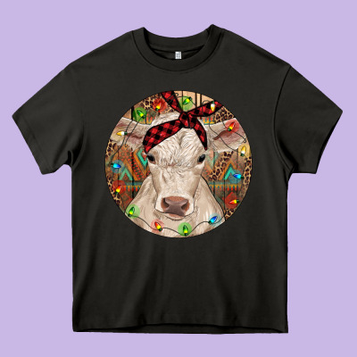 Christmas Charolais Calf Baby Cow Heavy Core Tee Designed By Ranaportraitstore