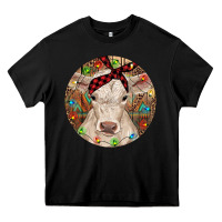 Black Christmas Charolais Calf Baby Cow Heavy Core Tee - RanaPortraitStore