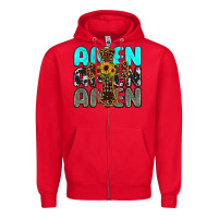 Red amen Zipper Hoodie - JahusDesignShop