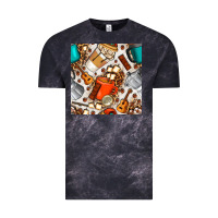 Cloud Black camping coffee cups marshmallow and moka pot with leopard seamless pat Vintage Tee - BundleAndBundleShop