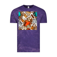 Cloud Purple camping coffee cups marshmallow and moka pot with leopard seamless pat Vintage Tee - BundleAndBundleShop