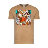 Vintage Camel camping coffee cups marshmallow and moka pot with leopard seamless pat Vintage Tee - BundleAndBundleShop