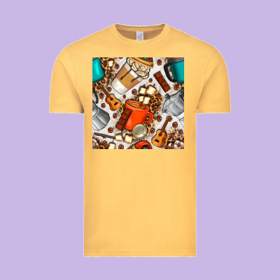 Camping Coffee Cups Marshmallow And Moka Pot With Leopard Seamless Pat Vintage Tee Designed By Bundleandbundleshop