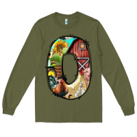 Army Green farm life alphabet lowercase letters o Long Sleeve Tee - BundleAndBundleShop