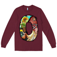 Burgundy farm life alphabet lowercase letters o Long Sleeve Tee - BundleAndBundleShop