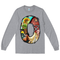 Heather Grey farm life alphabet lowercase letters o Long Sleeve Tee - BundleAndBundleShop
