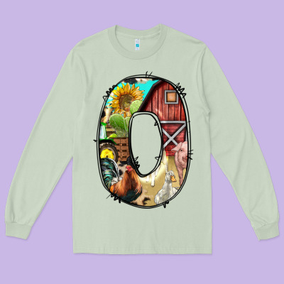 Farm Life Alphabet Lowercase Letters O Long Sleeve Tee Designed By Bundleandbundleshop