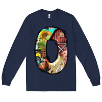 Navy farm life alphabet lowercase letters o Long Sleeve Tee - BundleAndBundleShop