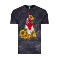 Cloud Black sunflower rooster with leopard Vintage Tee - RanaPortraitStore