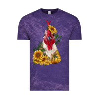 Cloud Purple sunflower rooster with leopard Vintage Tee - RanaPortraitStore