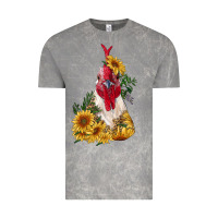 Cloud Rock sunflower rooster with leopard Vintage Tee - RanaPortraitStore