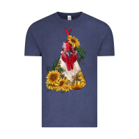 Vintage Denim sunflower rooster with leopard Vintage Tee - RanaPortraitStore