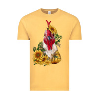 Vintage Mustard sunflower rooster with leopard Vintage Tee - RanaPortraitStore