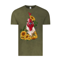 Vintage Olive sunflower rooster with leopard Vintage Tee - RanaPortraitStore