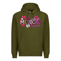 Army Green Valentine Medical Assistant Premium Hoodie - CowhideDigitalArt