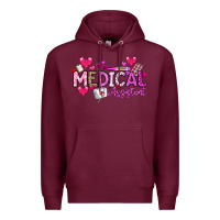 Burgundy Valentine Medical Assistant Premium Hoodie - CowhideDigitalArt