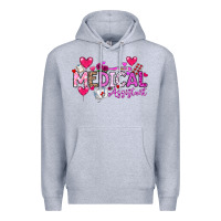 Heather Grey Valentine Medical Assistant Premium Hoodie - CowhideDigitalArt