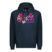 Navy Valentine Medical Assistant Premium Hoodie - CowhideDigitalArt