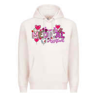 Pale Pink Valentine Medical Assistant Premium Hoodie - CowhideDigitalArt