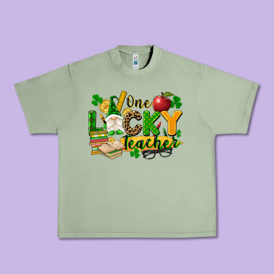 One Lucky Teacher Urban Heavy Tee Designed By Fadigitalartstudio