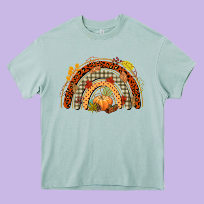 Fall Rainbow Heavy Core Tee Designed By Cowgirlartshop