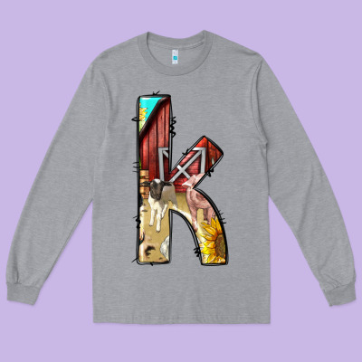 Farm Life Alphabet Lowercase Letters K Long Sleeve Tee Designed By Bundleandbundleshop
