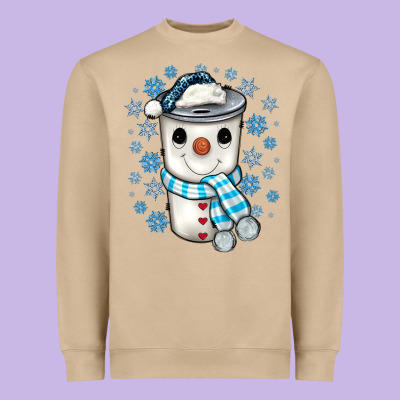 Snowman Coffee Cup Heavyweight Sweatshirt Designed By Jahusdesignshop