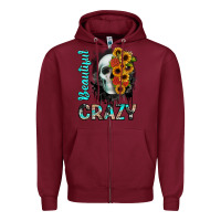 Burgundy beautiful crazy skull Zipper Hoodie - JahusDesignShop
