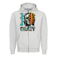 Dove Grey beautiful crazy skull Zipper Hoodie - JahusDesignShop