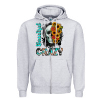 Heather Grey beautiful crazy skull Zipper Hoodie - JahusDesignShop