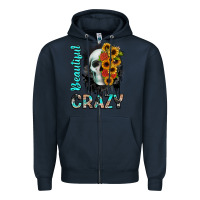 Navy beautiful crazy skull Zipper Hoodie - JahusDesignShop