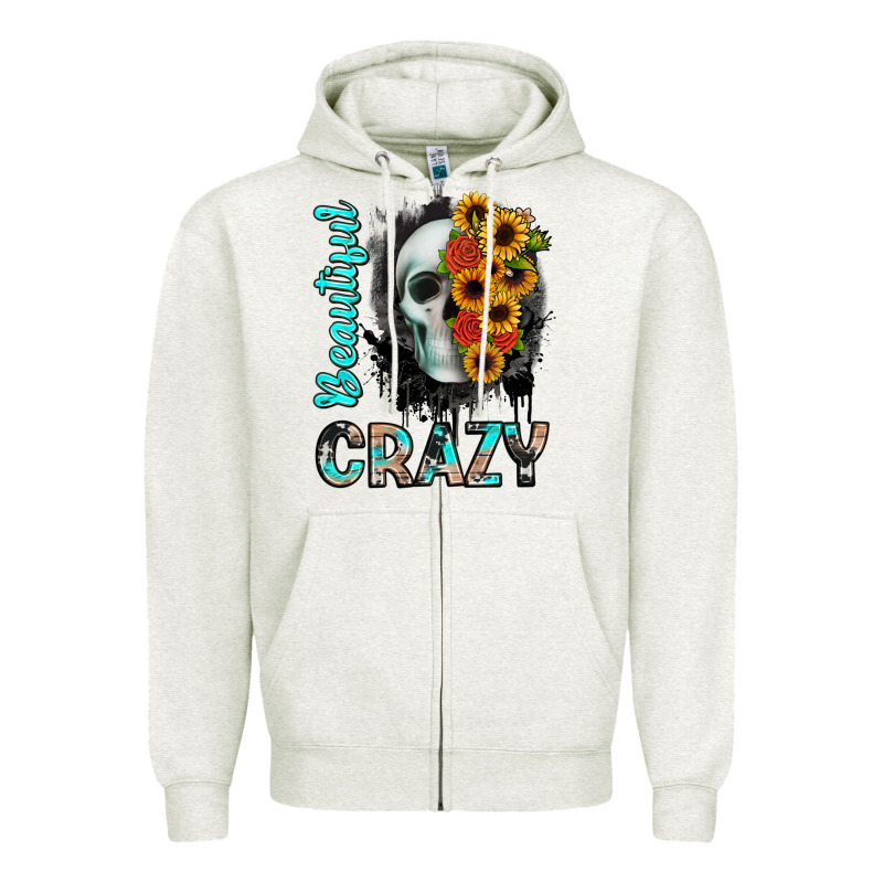 Beautiful Crazy Skull Zipper Hoodie by JahusDesignShop | Teevron