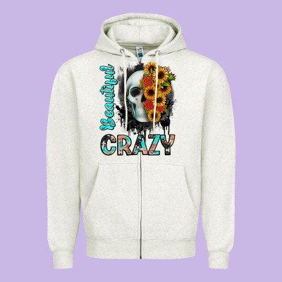 Beautiful Crazy Skull Zipper Hoodie Designed By Jahusdesignshop